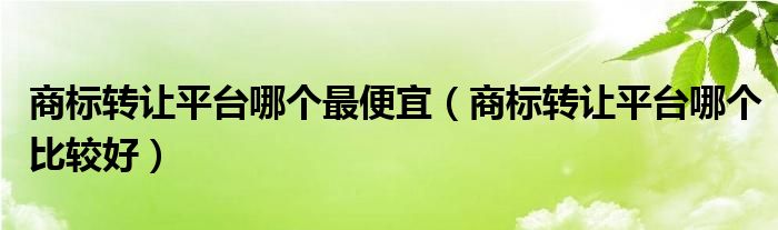 商标转让平台哪个最便宜（商标转让平台哪个比较好）