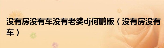 没有房没有车没有老婆dj何鹏版（没有房没有车）
