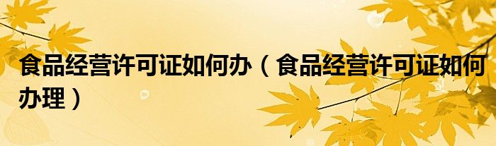 食品经营许可证如何办（食品经营许可证如何办理）