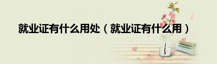 就业证有什么用处（就业证有什么用）