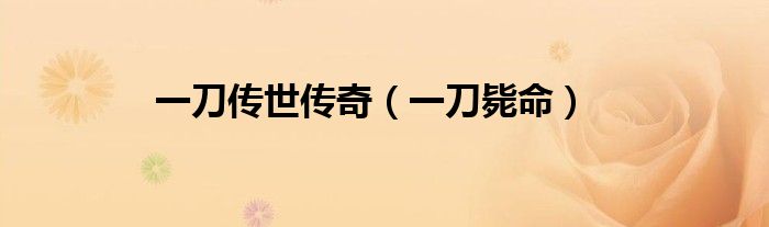 一刀传世传奇（一刀毙命）