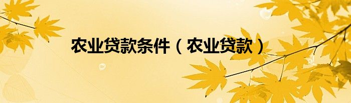 农业贷款条件（农业贷款）