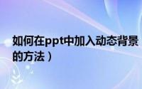 如何在ppt中加入动态背景（怎么在PPT上加动态背景图片的方法）