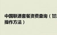 中国联通套餐资费查询（甘肃联通用户查询当前套餐资费的操作方法）