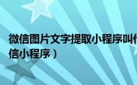 微信图片文字提取小程序叫什么（如何提取图片中的文字 微信小程序）