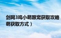 剑网3鸡小萌跟宠获取攻略 反正刷无量山（剑网3宠物鸡小萌获取方式）