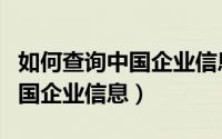 如何查询中国企业信息公示系统（如何查询中国企业信息）