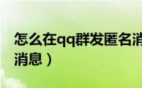 怎么在qq群发匿名消息（qq群怎么发送匿名消息）