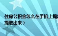 住房公积金怎么在手机上提出来（住房公积金怎么在手机上提取出来）