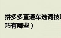 拼多多直通车选词技巧（拼多多直通车选词技巧有哪些）