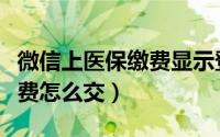 微信上医保缴费显示登录过期（微信上医保缴费怎么交）