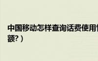 中国移动怎样查询话费使用情况（中国移动怎样查询话费余额?）