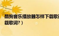 酷狗音乐播放器怎样下载歌词文件（酷狗音乐播放器怎样下载歌词?）