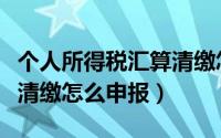个人所得税汇算清缴怎么搞（个人所得税汇算清缴怎么申报）