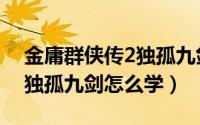 金庸群侠传2独孤九剑怎么拿（金庸群侠传2独孤九剑怎么学）