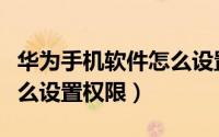 华为手机软件怎么设置网络（华为手机软件怎么设置权限）