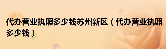 代办营业执照多少钱苏州新区（代办营业执照多少钱）