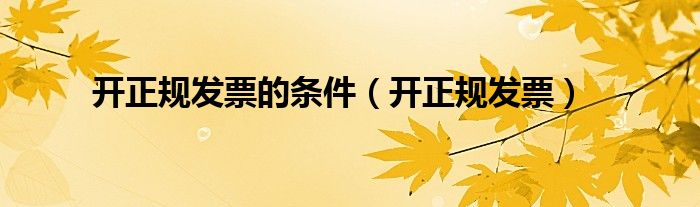 开正规发票的条件（开正规发票）