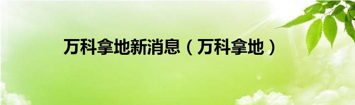 万科拿地新消息（万科拿地）