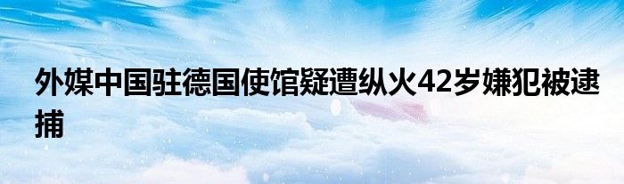 外媒中国驻德国使馆疑遭纵火42岁嫌犯被逮捕