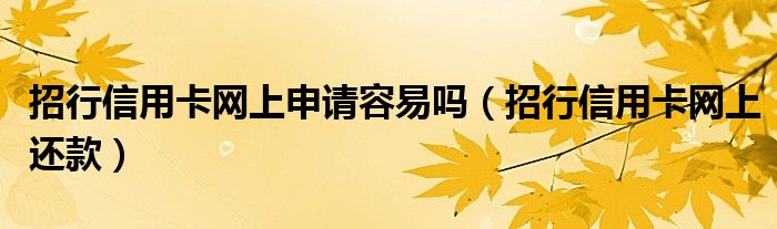 招行信用卡网上申请容易吗（招行信用卡网上还款）