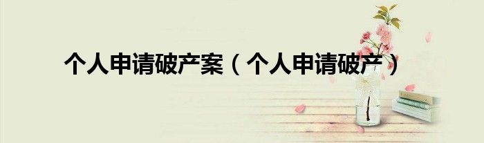 个人申请破产案（个人申请破产）