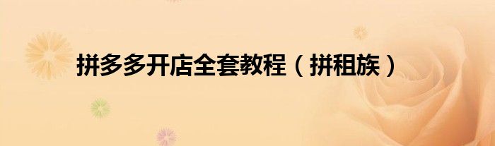 拼多多开店全套教程（拼租族）