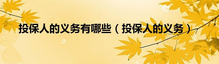 投保人的义务有哪些（投保人的义务）