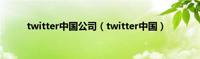 twitter中国公司（twitter中国）