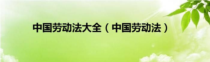 中国劳动法大全（中国劳动法）