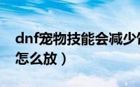 dnf宠物技能会减少饱食度吗（dnf宠物技能怎么放）
