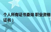 个人所有证书查询 职业资格（如何在网上查询个人职业等级证书）