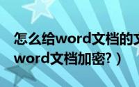 怎么给word文档的文章添加下划线（怎么给word文档加密?）