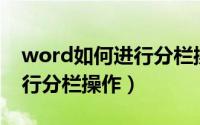 word如何进行分栏操作（怎么在Word中进行分栏操作）
