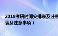 2019考研时间安排表及注意事项大全（2019考研时间安排表及注意事项）