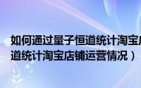 如何通过量子恒道统计淘宝店铺运营情况（如何通过量子恒道统计淘宝店铺运营情况）