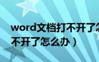 word文档打不开了怎么恢复（Word文档打不开了怎么办）