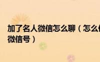 加了名人微信怎么聊（怎么使用微信助手加名星名人大腕的微信号）