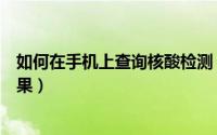 如何在手机上查询核酸检测（如何在手机上查询核酸检测结果）