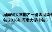 河南省大学排名一览表河南各大学排名（2018年河南高校排名 2018年河南大学排名）