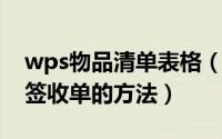 wps物品清单表格（WPS表格制作物资领取签收单的方法）