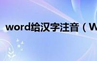 word给汉字注音（Word为中文添加注音）