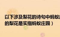 以下涉及梨花的诗句中蚂蚁庄园（下面梨花的诗句中哪一句的梨花是实指蚂蚁庄园）