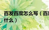 百发百度怎么写（百度百发怎么样百度百发是什么）