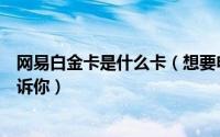 网易白金卡是什么卡（想要申请网易白金卡如何申请我来告诉你）