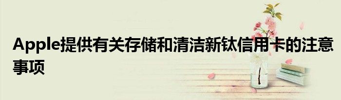 Apple提供有关存储和清洁新钛信用卡的注意事项