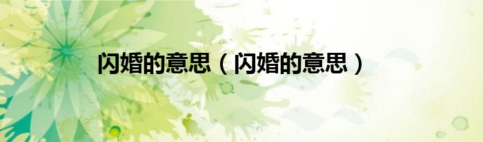 闪婚的意思（闪婚的意思）