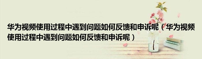 华为视频使用过程中遇到问题如何反馈和申诉呢（华为视频使用过程中遇到问题如何反馈和申诉呢）