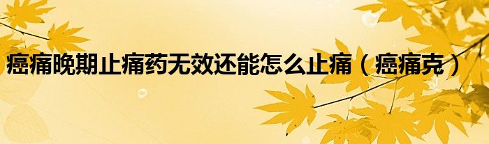 癌痛晚期止痛药无效还能怎么止痛（癌痛克）