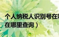 个人纳税人识别号在哪查（个人纳税人识别号在哪里查询）